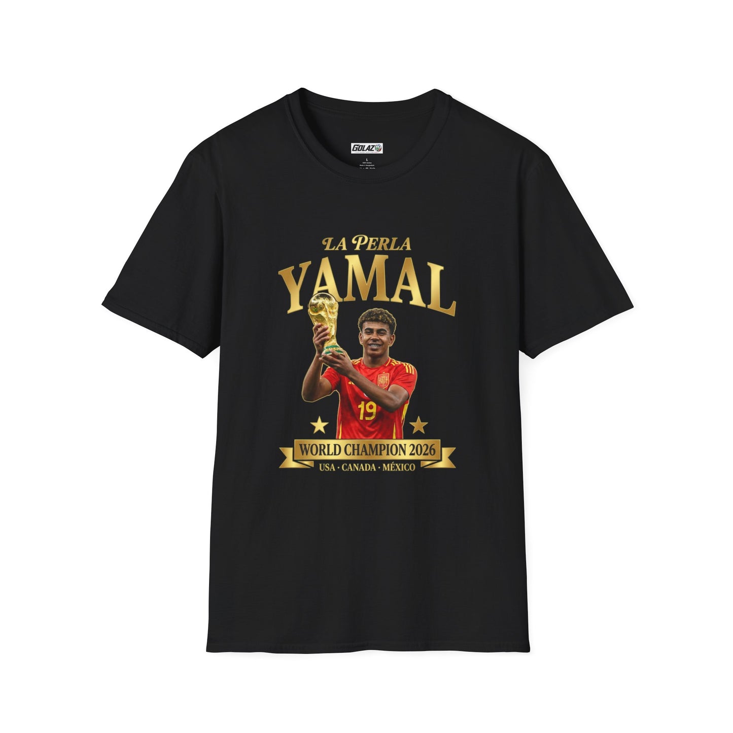 Yamal La Perla No. 19 Spain Football Gold Graphic Unisex T-Shirt