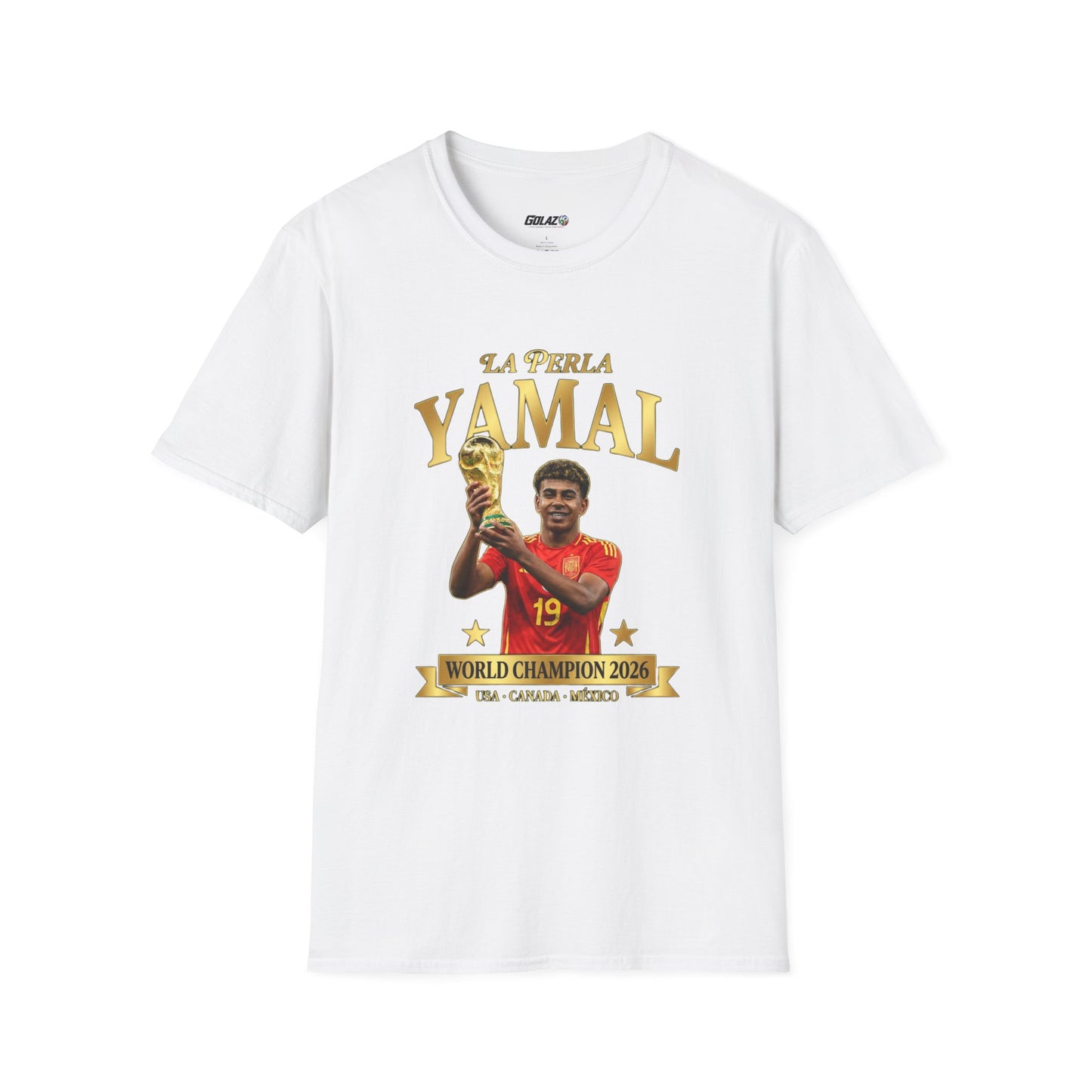 Yamal La Perla No. 19 Spain Football Gold Graphic Unisex T-Shirt