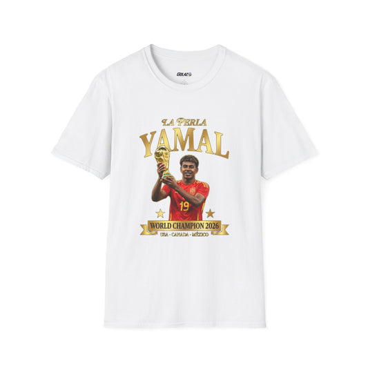 Yamal La Perla No. 19 Spain Football Gold Graphic Unisex T-Shirt